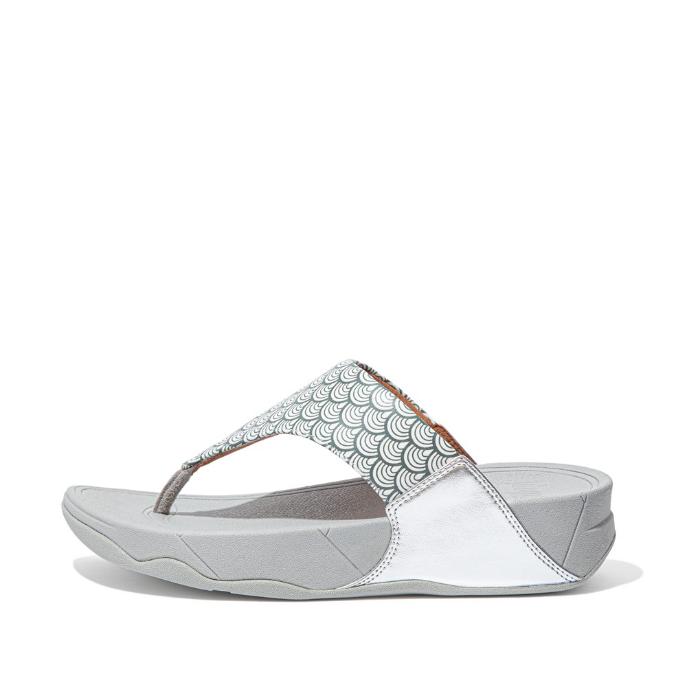 Fitflop Womens Sandals - Lulu Wave-print Toe-post - Grey - 348-VMLUXA